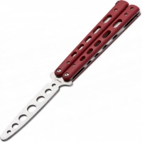 Тренировочный нож-бабочка (балисонг) Balisong Trainer, Boker Plus 01BO712, клинок из нержавеющей стали Zero-ground Plain (без заточки), рукоять стеклотекстолит G10, красный купить в Владивостоке