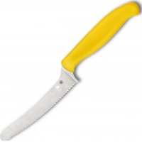 Универсальный кухонный нож Spyderco Z-Cut Serrated Offset Kitchen, сталь CTS™ — BD1 Alloy, рукоять желтый полипропилен купить в Владивостоке