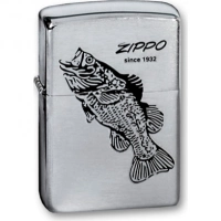 Зажигалка ZIPPO Black Bass Brushed Chrome, латунь с никеле-хром. покрыт., серебр., матов., 36х56х12мм купить в Владивостоке