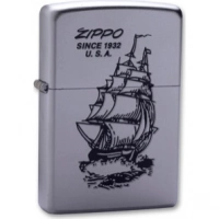 Зажигалка ZIPPO Boat-Zippo Satin Chrome, латунь с ник.-хром. покрыт., сереб., матовая, 36х56х12мм купить в Владивостоке