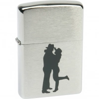 Зажигалка ZIPPO Cowboy Couple Brushed Chrome, латунь, ник.-хром. покр., серебр., матов., 36х56х12 мм купить в Владивостоке