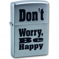 Зажигалка ZIPPO Don`t worry Brushed Chrome, латунь, ник.-хром. покр., серебр., матов., 36х56х12 мм купить в Владивостоке