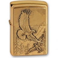 Зажигалка ZIPPO Eagles, латунь с покрытием Brushed Brass, золотистый, матовая, 36х12×56 мм купить в Владивостоке