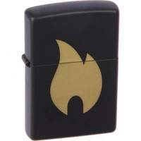 Зажигалка ZIPPO Flame с покрытием Black Matte, латунь/сталь, чёрная, матовая, 36x12x56 мм купить в Владивостоке