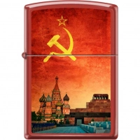 Зажигалка ZIPPO Красная Москва, латунь/сталь с покрытием Red Matte, красная, матовая, 36x12x56 мм купить в Владивостоке