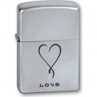 Зажигалка ZIPPO Love Satin Chrome, латунь с никеле-хромовым покрыт., серебр., матовая, 36х56х12 мм купить в Владивостоке