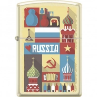 Зажигалка ZIPPO Открытка из России, латунь/сталь с покрытием Cream Matte, кремовая, 36x12x56 мм купить в Владивостоке