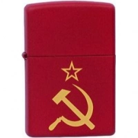 Зажигалка ZIPPO Серп и Молот Red Matte, латунь с порошковым покрытием, красная, матовая, 36х56х12 мм купить в Владивостоке